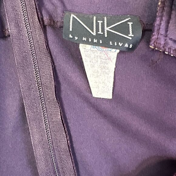 Niki By Niki Livas Burgundy Sequence Evening Dress Long Sleeves Sz 10 USA MADE - Picture 8 of 8